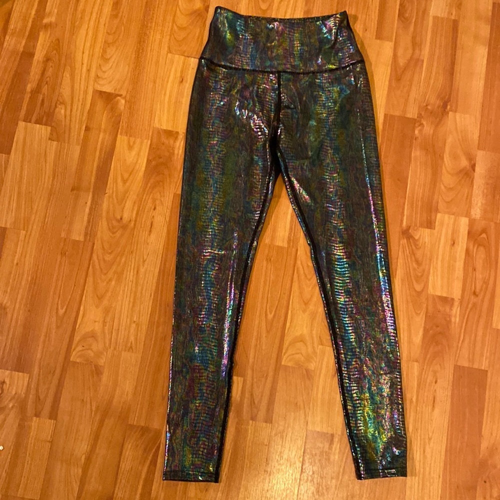 High Waist Holographic Iridescent Leggings S NWT